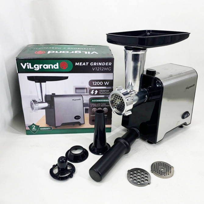 М'ясорубка електрична з нержавіючої сталі VILGRAND V1212MG сталев... - изображение 1