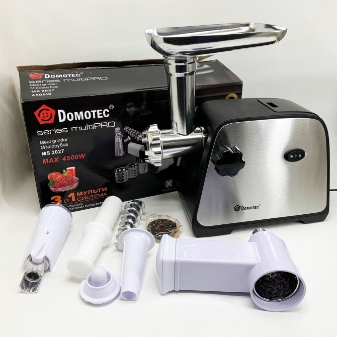 Електрична м'ясорубка Domotec MS-2027 4500 Вт з насадкою для тома... - изображение 1