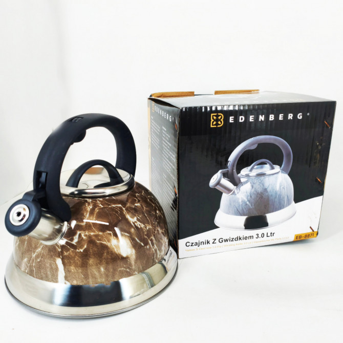Чайник Edenberg EB-8871 із нержавіючої сталі зі свистком 3л Brown - изображение 1