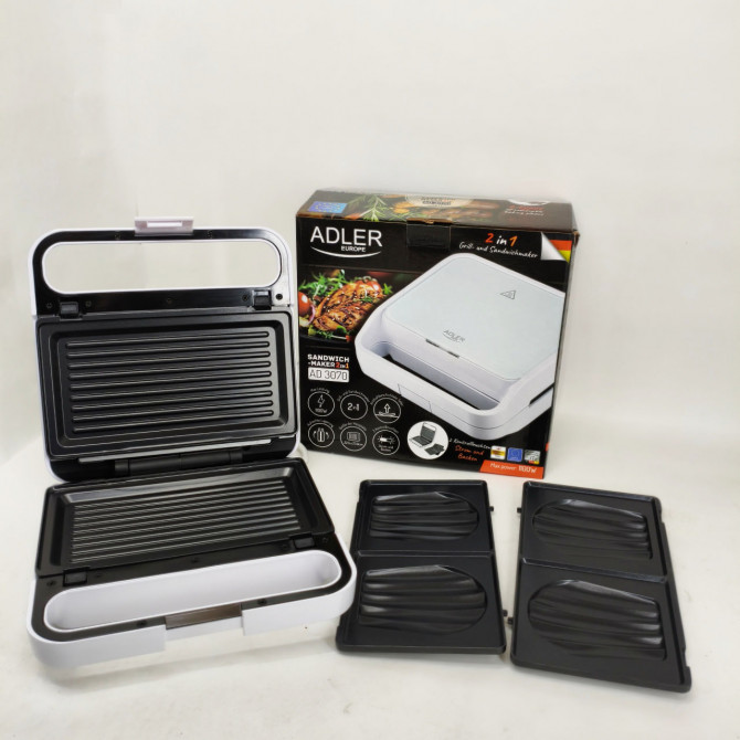 Бутербродниця Adler AD 3070 2в1 1100Вт White - изображение 1