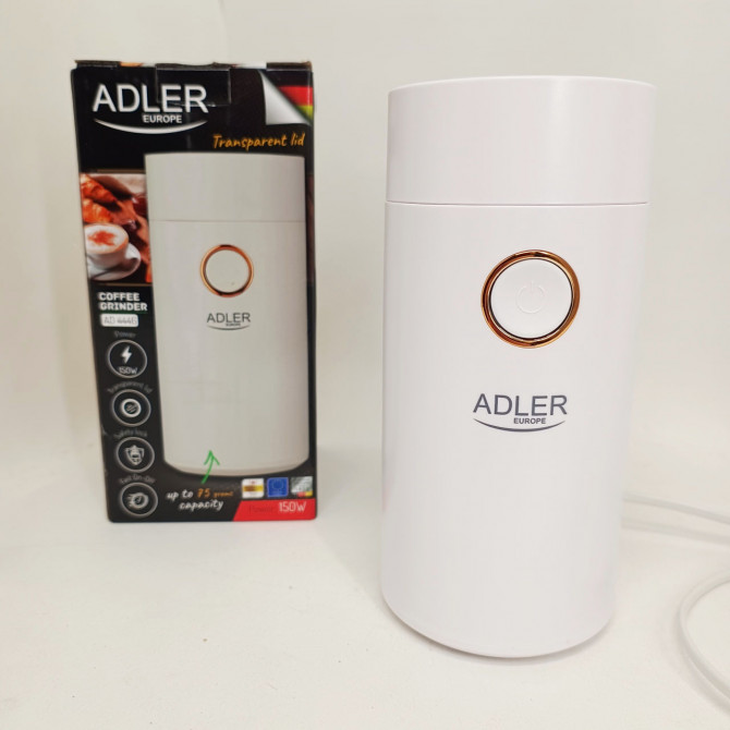 Кавомолка електрична Adler AD 4446-wg Біла 150 Вт кухонний міні п... - изображение 1