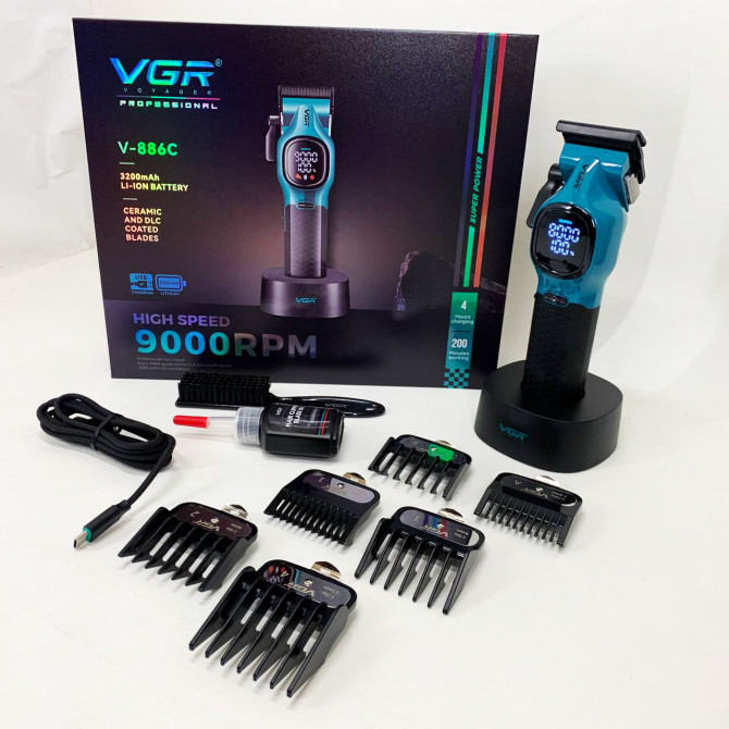 Машинка для стрижки акумуляторна VGR V-886C BLUE - изображение 1