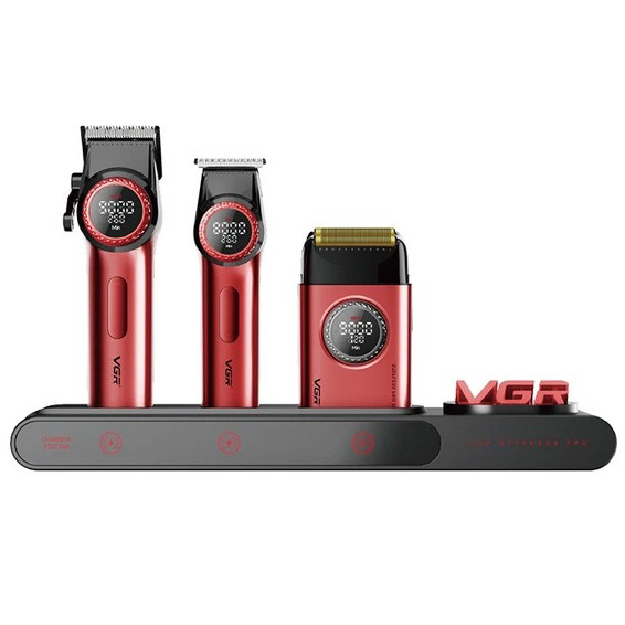 Професійний набір для барберів VGR Stepless Pro 3 in 1 RED - изображение 1
