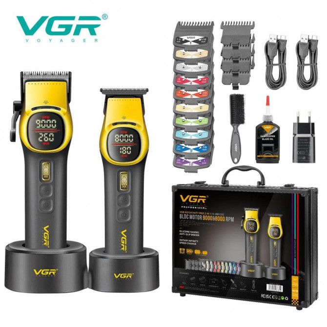 Комплект VGR 2 в 1 V-885 S2 GOLD, акумуляторна машинка для стрижк... - изображение 1