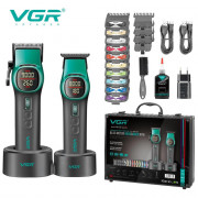 Комплект VGR 2 в 1 V-885 S2 GREEN, акумуляторна машинка для стриж...