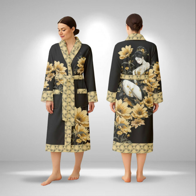 Кімоно жіноче з плюшевого велюру Golden Blossom 29472 XL - изображение 1