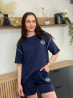 Костюм жіночий літній з котону Fashion 188 20566 S темно-синій