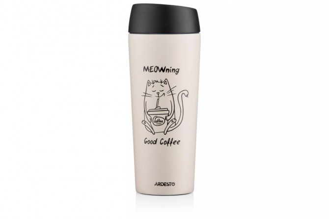 ТермоКружка Ardesto Сoffee Time Meowning AR-2645-WС 450 мл бежеви... - изображение 1