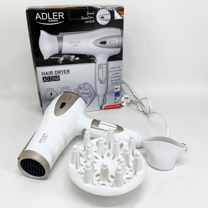 Електричний фен для волосся Adler AD-2248 White 2400Вт для уклада... - изображение 1