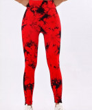 Легінси жіночі спортивні з пуш-ап Tie Dye 18901 S червоний мармур