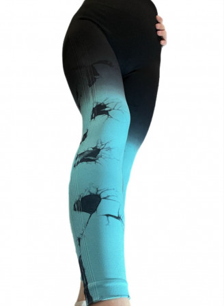 Легінси жіночі спортивні з пуш-ап Tie Dye gradient 18749 L чорні ... - изображение 1