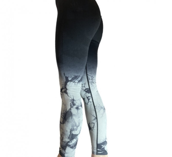 Легінси жіночі спортивні з пуш-ап Tie Dye gradient 20478 M чорні ... - изображение 1