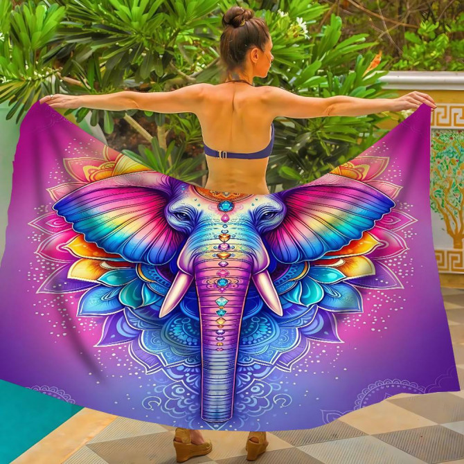 Парео пляжне з 3D принтом Sacred Elephant 31059 120х150 см - изображение 1