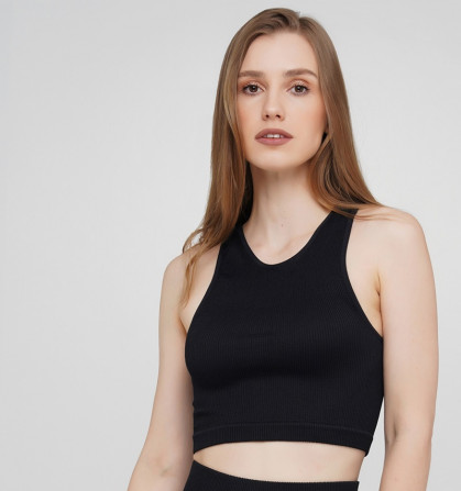 Топ-майка в рубчик HALTER TOP RIB 18863 L-XL чорний - изображение 1