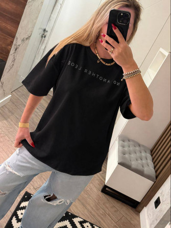 Футболка жіноча з камінням рубчик 20785 S-XL чорна - изображение 1