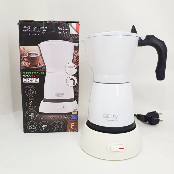 Гейзерна кавоварка електрична Camry Moka CR 4415 White - изображение 1