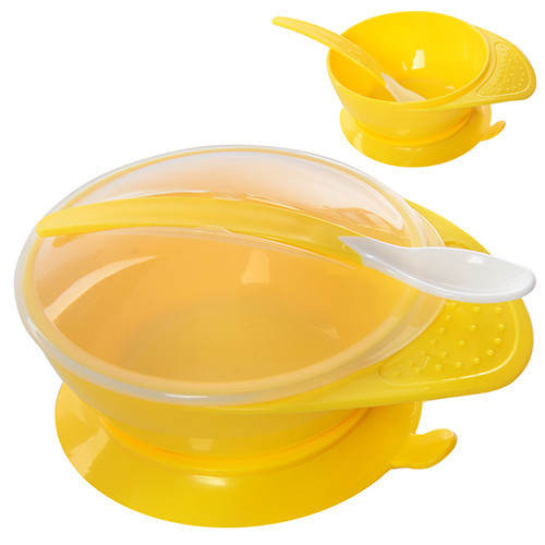 Миска з кришкою та ложкою дитяча Stenson R-83770 15.5х12х8 см - изображение 1
