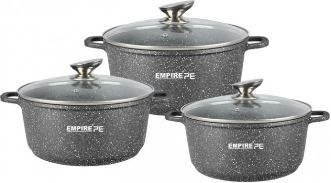 Набір каструль Empire Грей EM-7345 6 предметів сірий - изображение 1