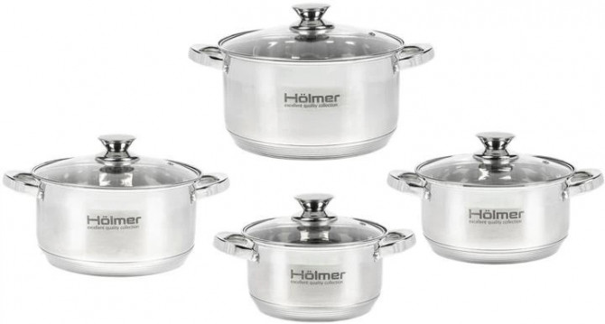 Набір каструль Holmer CS-1853-SS 8 предметів сріблястий - изображение 1