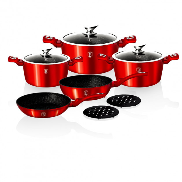 Набір посуду 10 пр Red MetalliС Line Berlinger Haus BH-1222-N - изображение 1