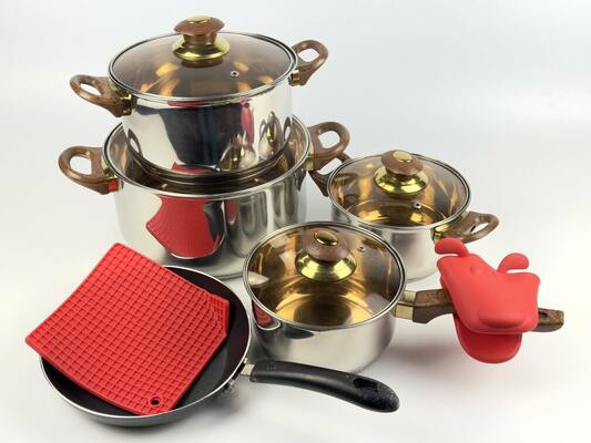 Набір посуду Best Seller VS-1006-11 11 предметів сріблястий - изображение 1
