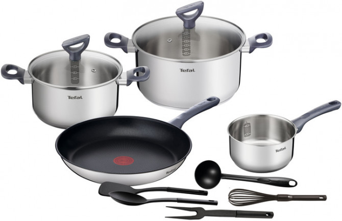 Набір посуду Tefal Daily Cook G713SB45 11 предметів сріблястий - изображение 1