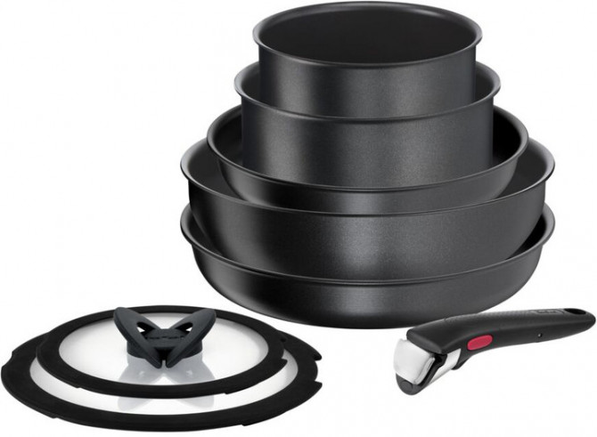 Набір посуду Tefal Ingenio Daily Сhef L7629242 8 предметiв чорний - изображение 1