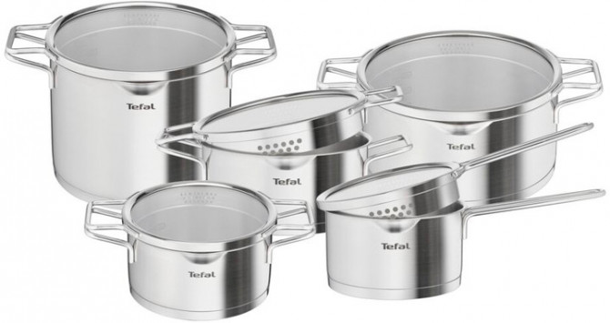 Набір посуду Tefal Nordica H852SA56 10 предметів сріблястий - изображение 1