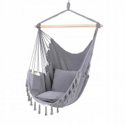 Підвісне крісло, бразильський гамак Hanert BOHO Grey + 2 подушки