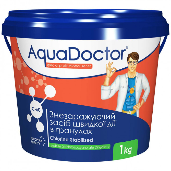 Дезінфектант на основі хлору швидкої дії AquaDoctor C-60 1 кг - изображение 1