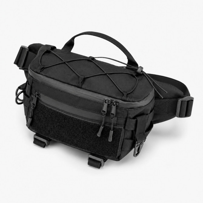 Тактична сумка-бананка через плече чорна з Cordura 1000D, поясна ... - изображение 1