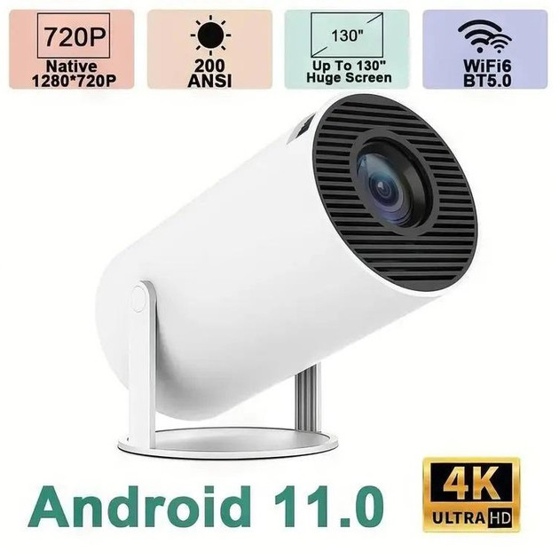 LED Проектор для дому портативний Смарт з WiFi, Bluetooth, Androi... - изображение 1