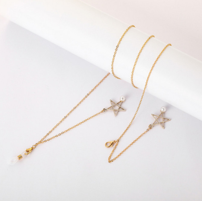 Ланцюжок для окулярів White and Gold 2 9866 70 см - изображение 1