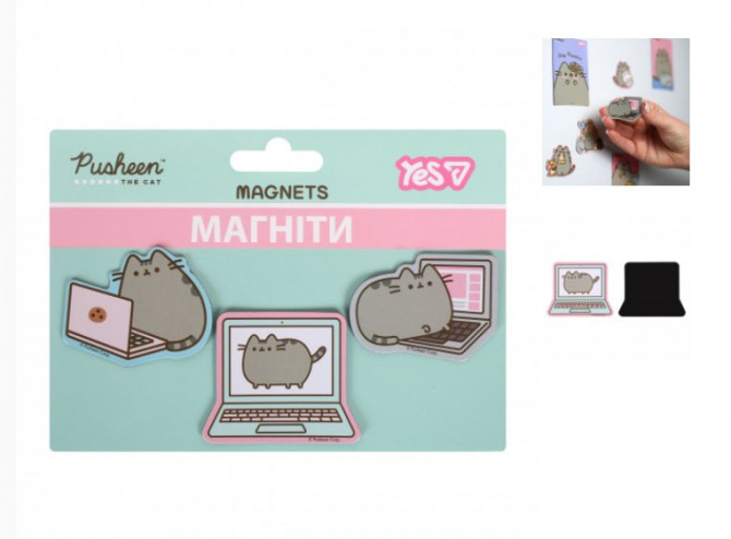 Набір фігурних магнітів YES Pusheen Laptop 708549 3 шт - изображение 1