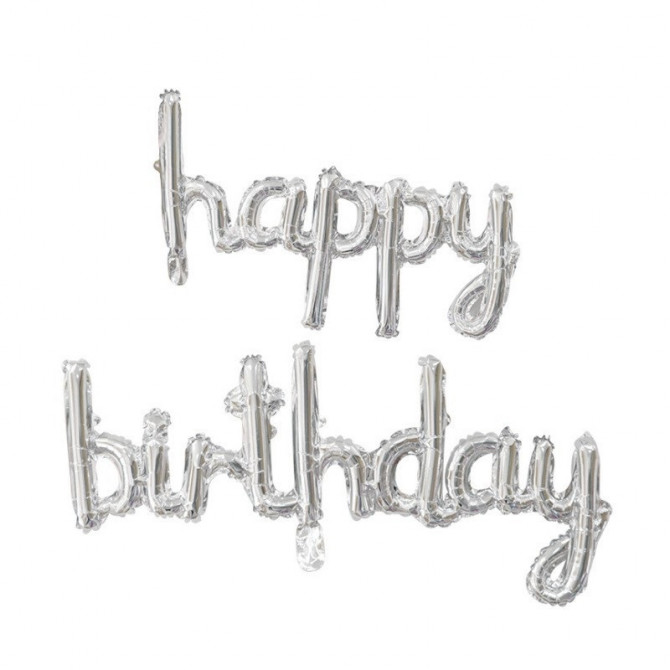 Набір надувних кульок Happy Birthday 14358 2 сріблясті предмети - изображение 1