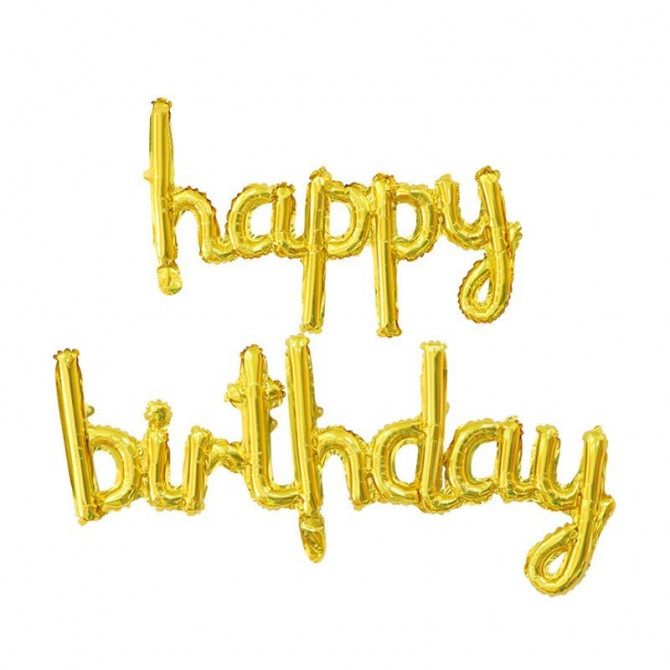 Набір надувних кульок Happy Birthday 14359 2 предмети золотистий - изображение 1