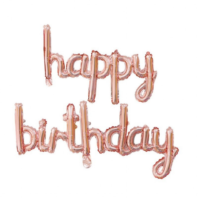 Набір надувних кульок Happy Birthday 14364 2 предмети рожеве золо... - изображение 1
