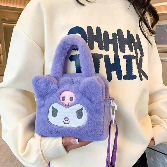 Плюшева сумка Sanrio – 18×17 см, милий дизайн Kuromi (фіолетовий)... - изображение 1