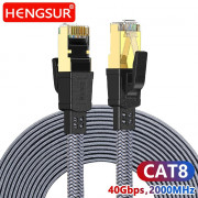 Ethernet-кабель CAT 8 (0,5 м) – 40 Гбіт/с, 2000 МГц, плоский, ней...