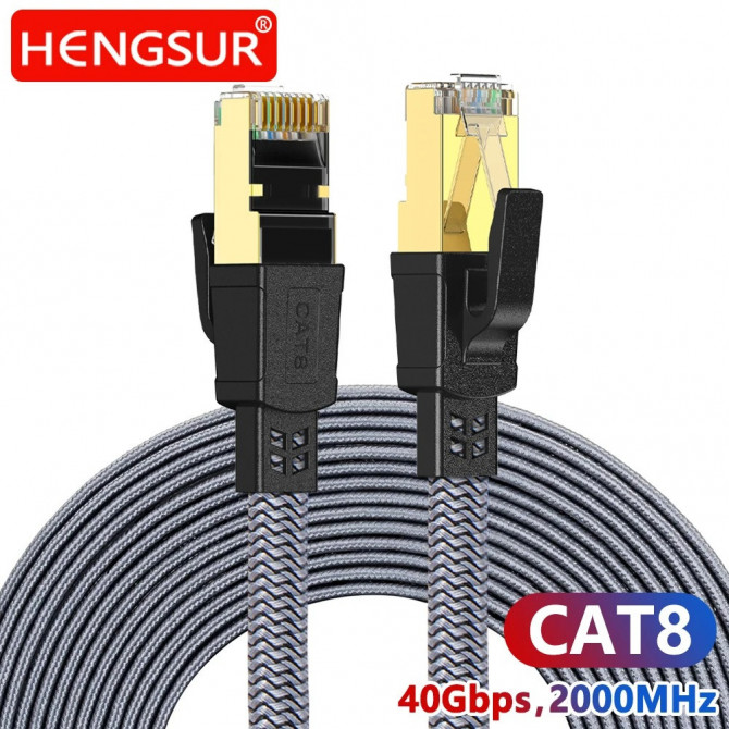 Ethernet-кабель CAT 8 (0,5 м) – 40 Гбіт/с, 2000 МГц, плоский, ней... - изображение 1