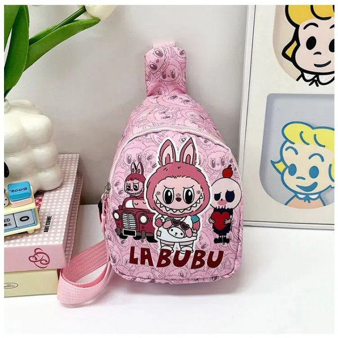 Рожева сумка Labubu на плече Кросбоді Kawaii Monsters з регульова... - изображение 1