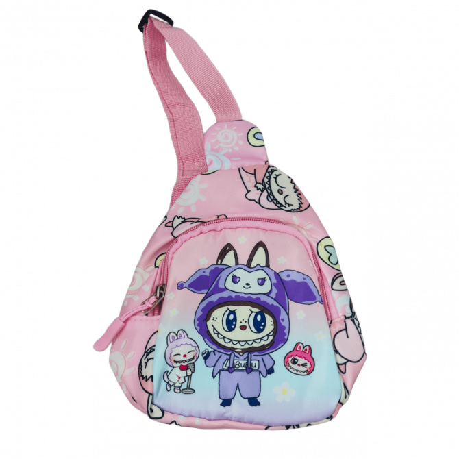 Рожева сумка Labubu на плече Кросбоді Kawai Monsters з регульован... - изображение 1