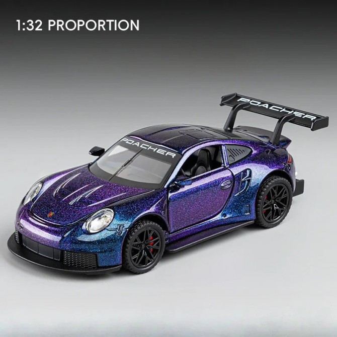 Модель автомобіля Porsche 911 GT3 RS 1:32 — металева фіолетова ма... - изображение 1