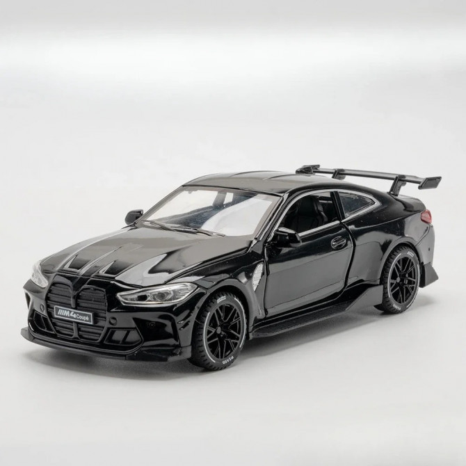 Металева модель BMW M4 1:32 зі звуком і світлом — чорний спорткар... - изображение 1