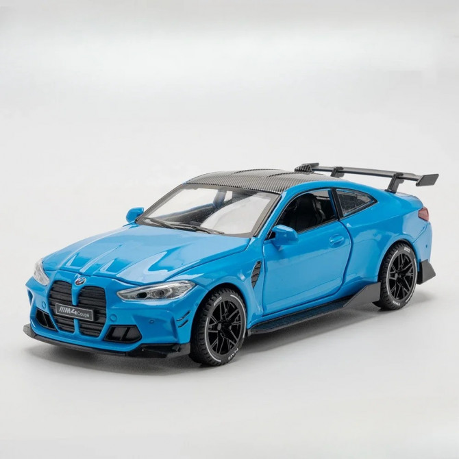 Металева модель BMW M4 1:32 зі звуком і світлом — синя спорткар, ... - изображение 1