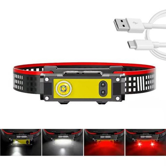 Ліхтар налобний BL-T124-ХРЕ+COB (White+Red), світлодіодний ліхтар... - изображение 1