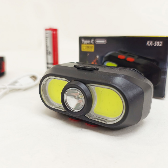Ліхтар налобний акумуляторний KX-302-LED+2COB - изображение 1