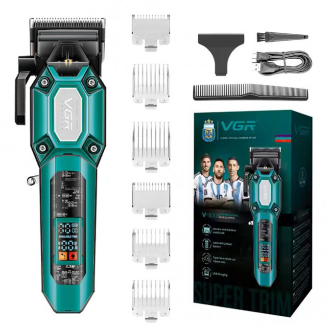 Акумуляторна машинка для стрижки VGR V-600. Колір: зелений - изображение 1