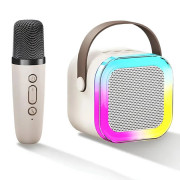 Портативна колонка з караоке мікрофоном та RGB підсвічуванням K12...