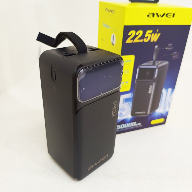 Портативний павербанк Awei PA-13 50000mAh з функцією швидкої заря... - изображение 1